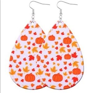 Fall/Autumn faux leather teardrop earrings